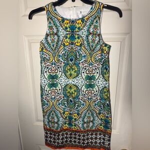 London Style Sleeveless Multicolor Paisley Mini Shirt Dress 6